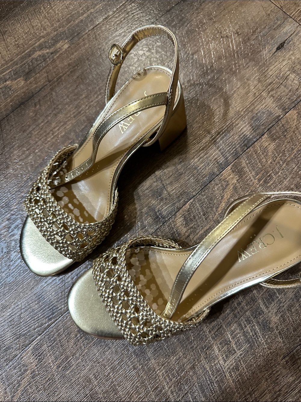J Crew Women’s  Gold Braided Open-Toe Slingback Heels- Size 5